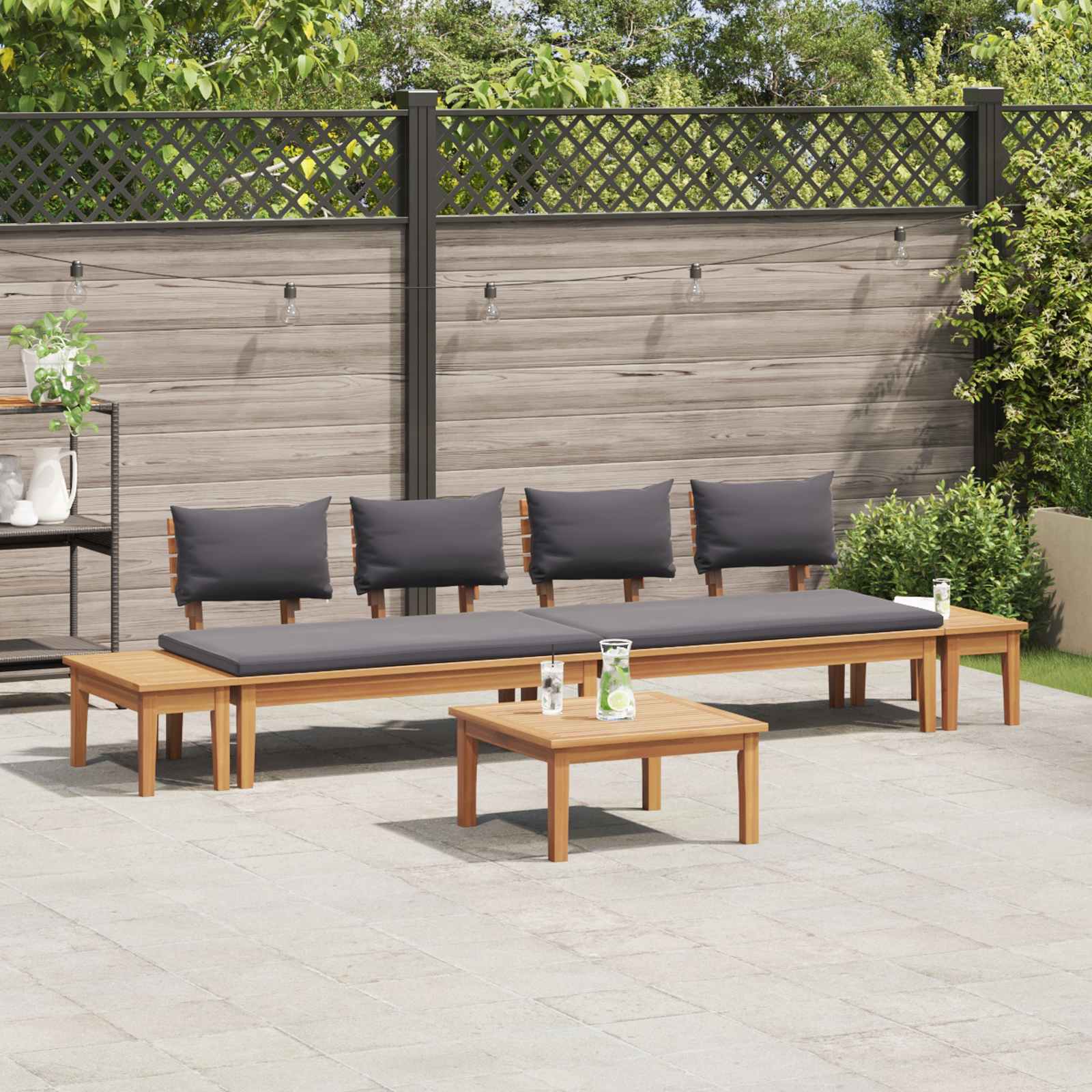 Set Divano da Giardino 5 pcs Marrone e Grigio | homemem39