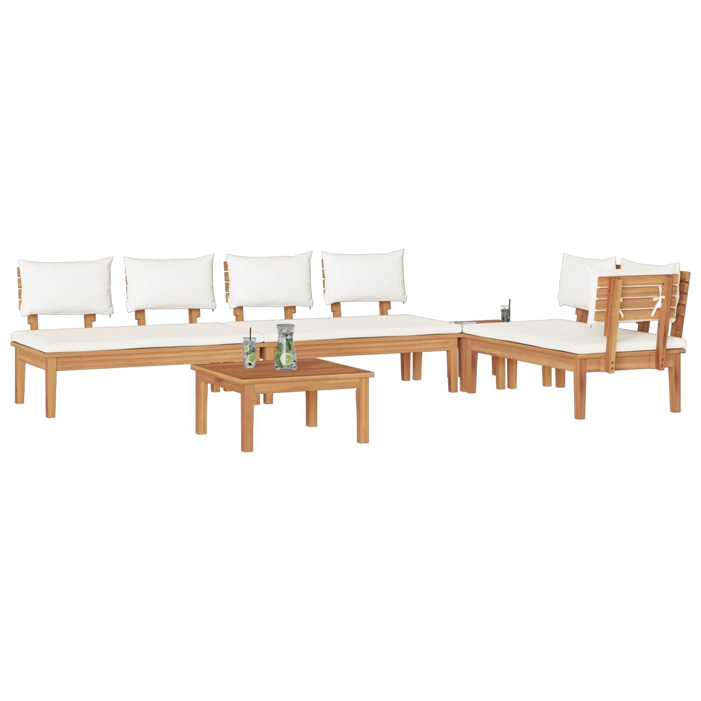 Set Divano da Giardino 5 pcs Marrone e Crema | homemem39