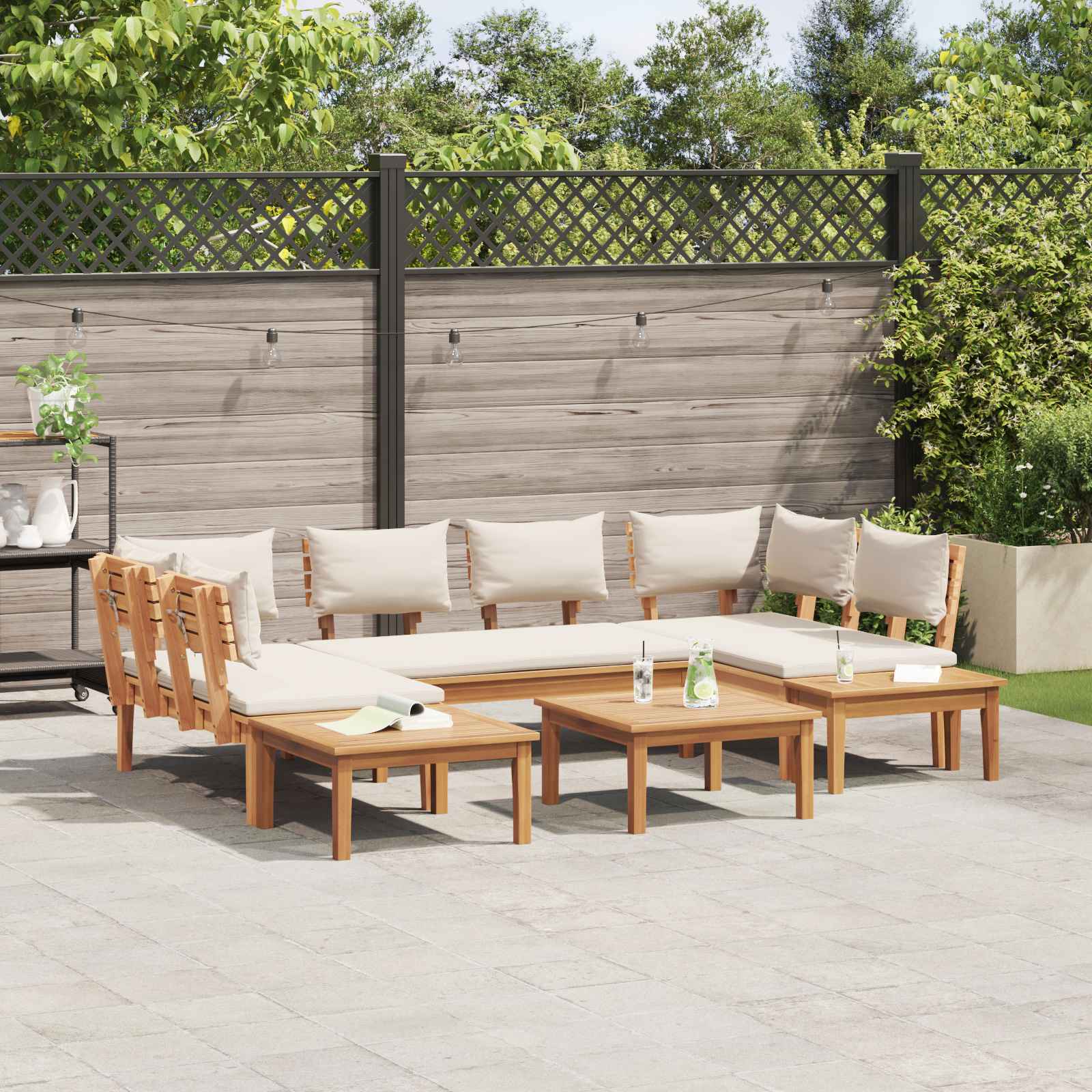 Set Divano da Giardino 4 pcs Marrone e Crema | homemem39