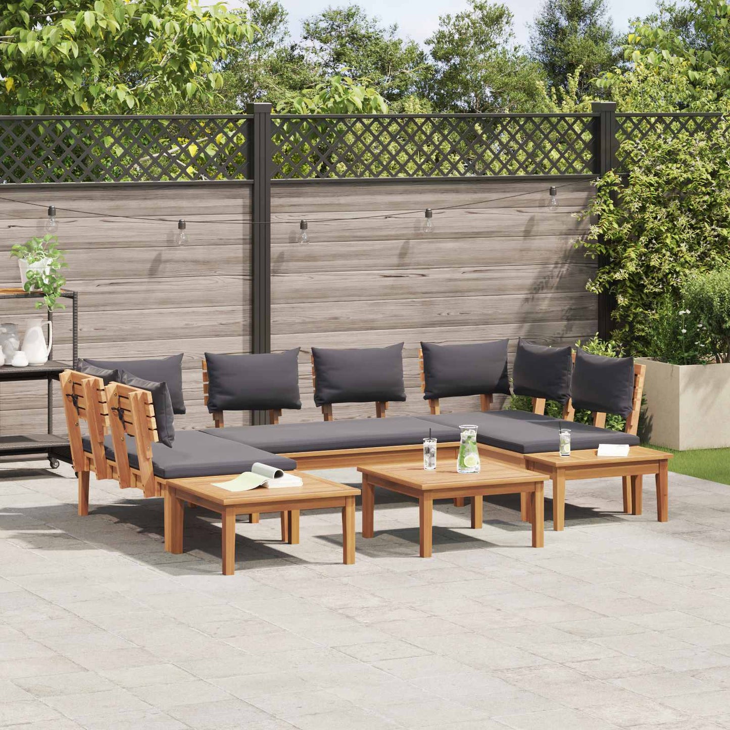 Set Divano da Giardino 4 pcs Marrone e Grigio | homemem39