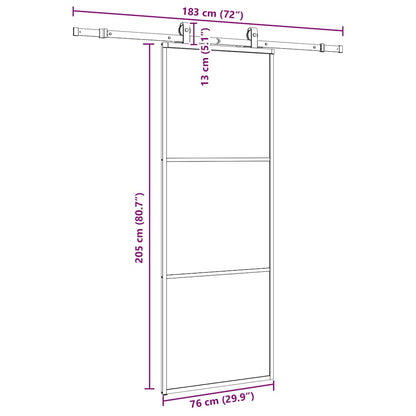 Porta Scorrevole con Ferramenta Nera 76x205 cm in Vetro ESG | homemem39