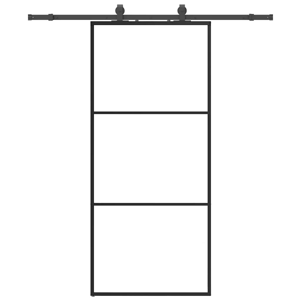 Porta Scorrevole con Ferramenta Nera 90x205 cm in Vetro ESG | homemem39