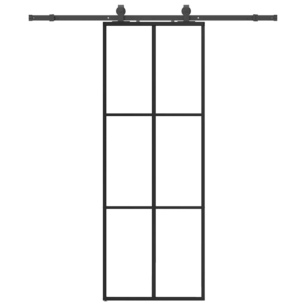 Porta Scorrevole con Ferramenta Nera 76x205 cm in Vetro ESG | homemem39