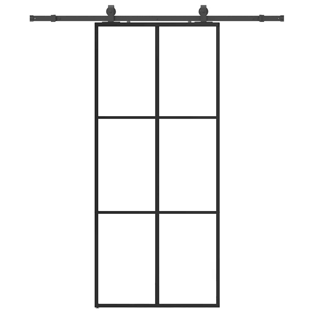 Porta Scorrevole con Ferramenta Nera 90x205 cm in Vetro ESG | homemem39