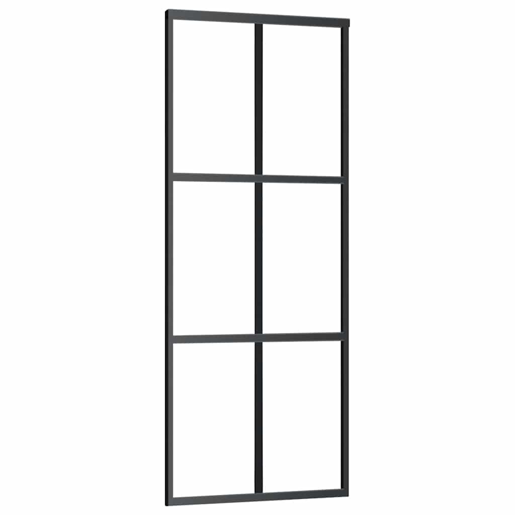 Porta Scorrevole con Ferramenta Nera 90x205 cm in Vetro ESG | homemem39