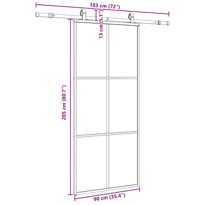 Porta Scorrevole con Ferramenta Nera 90x205 cm in Vetro ESG | homemem39
