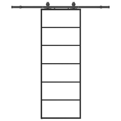 Porta Scorrevole con Ferramenta Nera 76x205 cm in Vetro ESG | homemem39