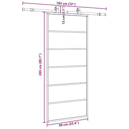 Porta Scorrevole con Ferramenta Nera 90x205 cm in Vetro ESG | homemem39