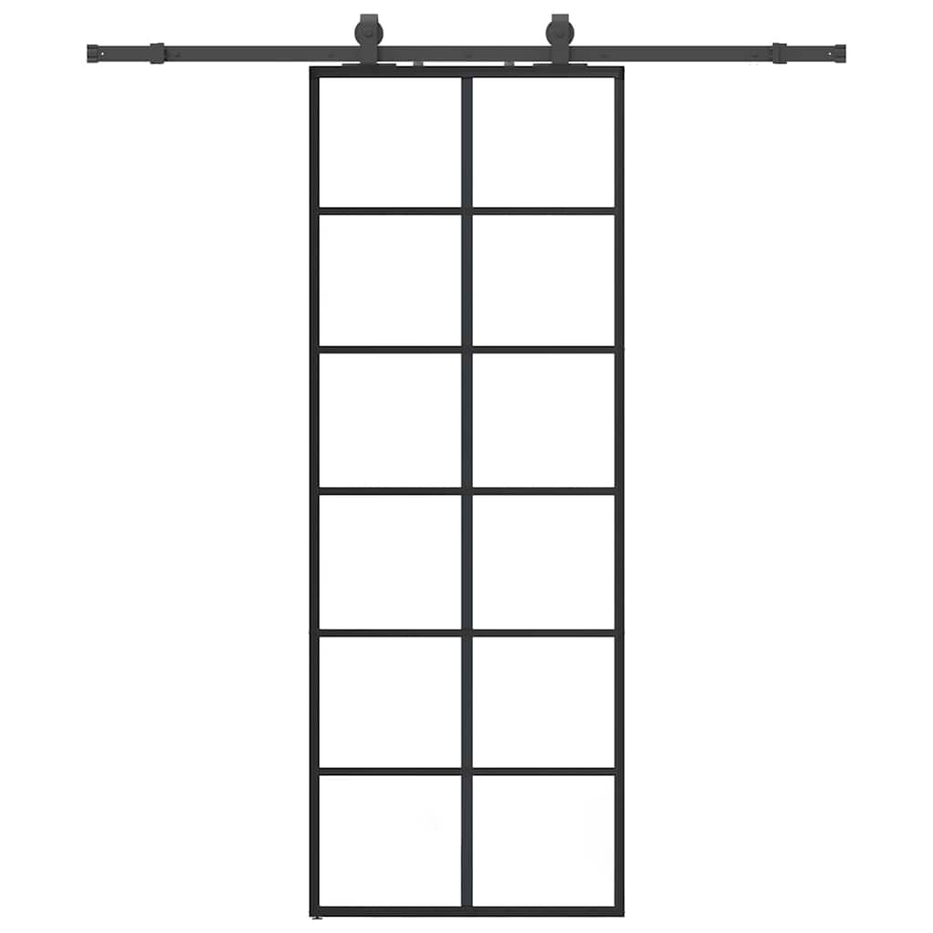 Porta Scorrevole con Ferramenta Nera 76x205 cm in Vetro ESG | homemem39