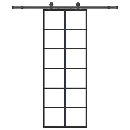 Porta Scorrevole con Ferramenta Nera 76x205 cm in Vetro ESG | homemem39