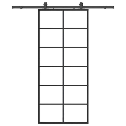 Porta Scorrevole con Ferramenta Nera 90x205 cm in Vetro ESG | homemem39