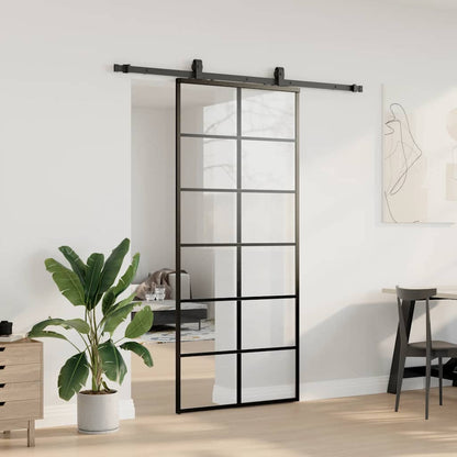 Porta Scorrevole con Ferramenta Nera 90x205 cm in Vetro ESG | homemem39