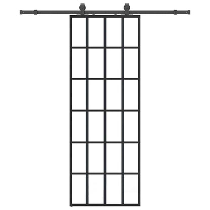 Porta Scorrevole con Ferramenta Nera 76x205 cm in Vetro ESG | homemem39