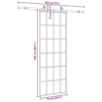 Porta Scorrevole con Ferramenta Nera 76x205 cm in Vetro ESG | homemem39