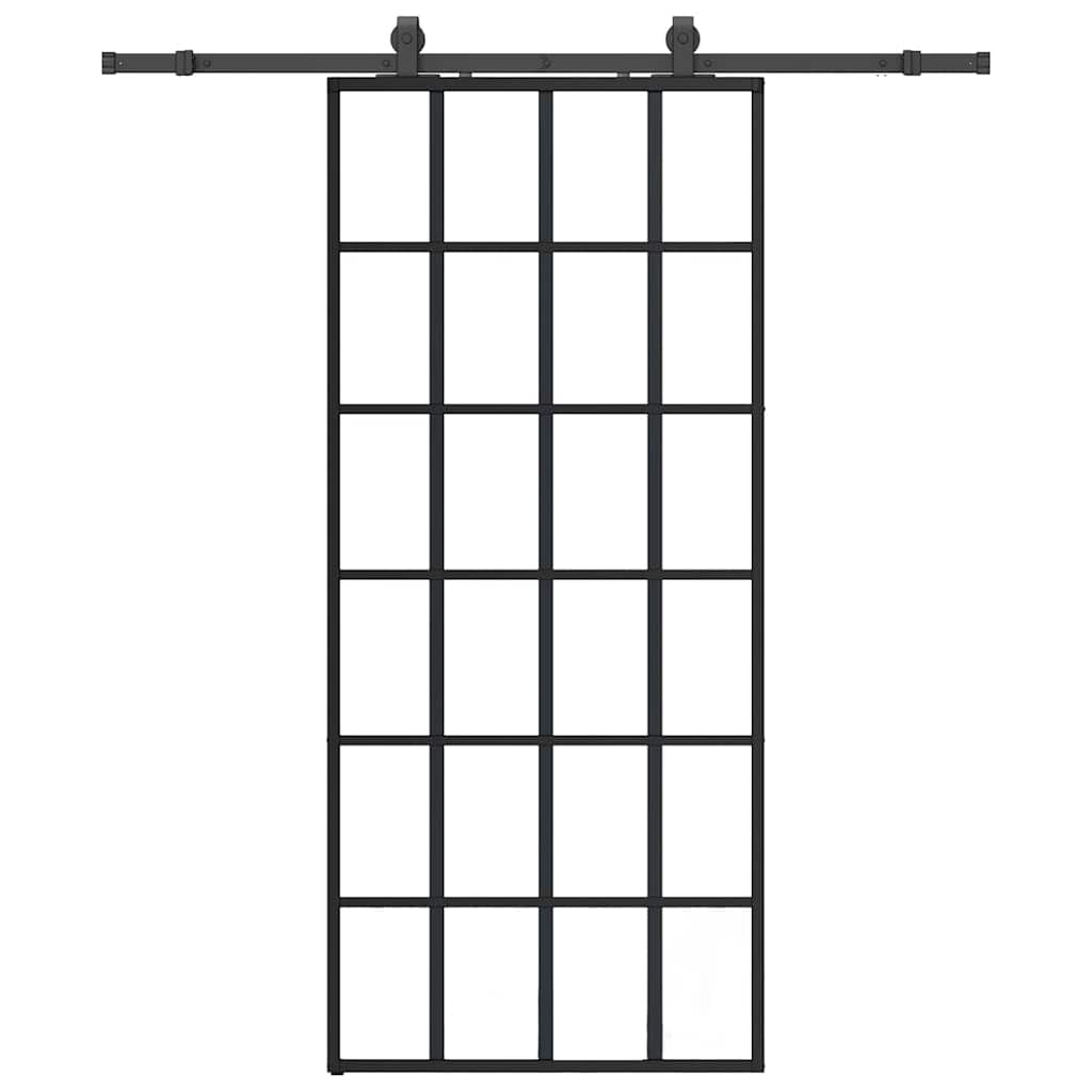 Porta Scorrevole con Ferramenta Nera 90x205 cm in Vetro ESG | homemem39