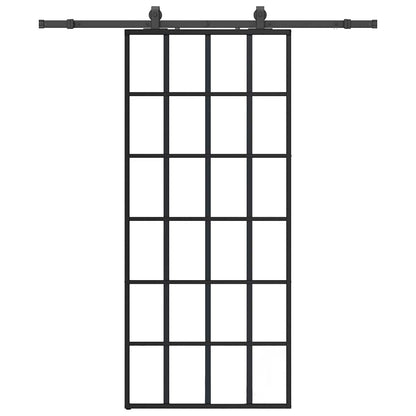 Porta Scorrevole con Ferramenta Nera 90x205 cm in Vetro ESG | homemem39