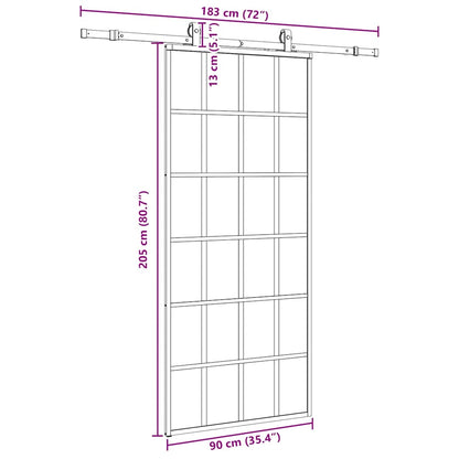 Porta Scorrevole con Ferramenta Nera 90x205 cm in Vetro ESG | homemem39