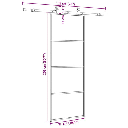 Porta Scorrevole con Ferramenta Nera 76x205 cm in Vetro ESG | homemem39