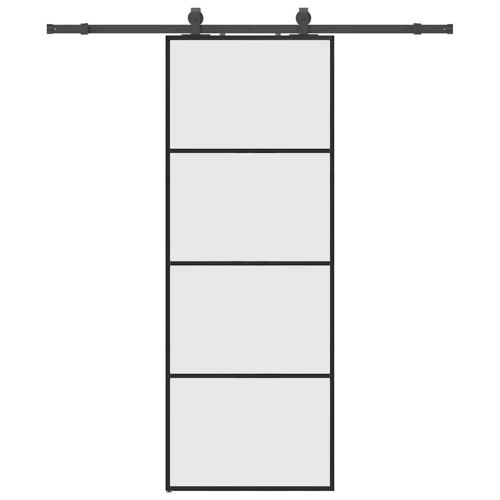Porta Scorrevole con Ferramenta Nera 76x205 cm in Vetro ESG | homemem39