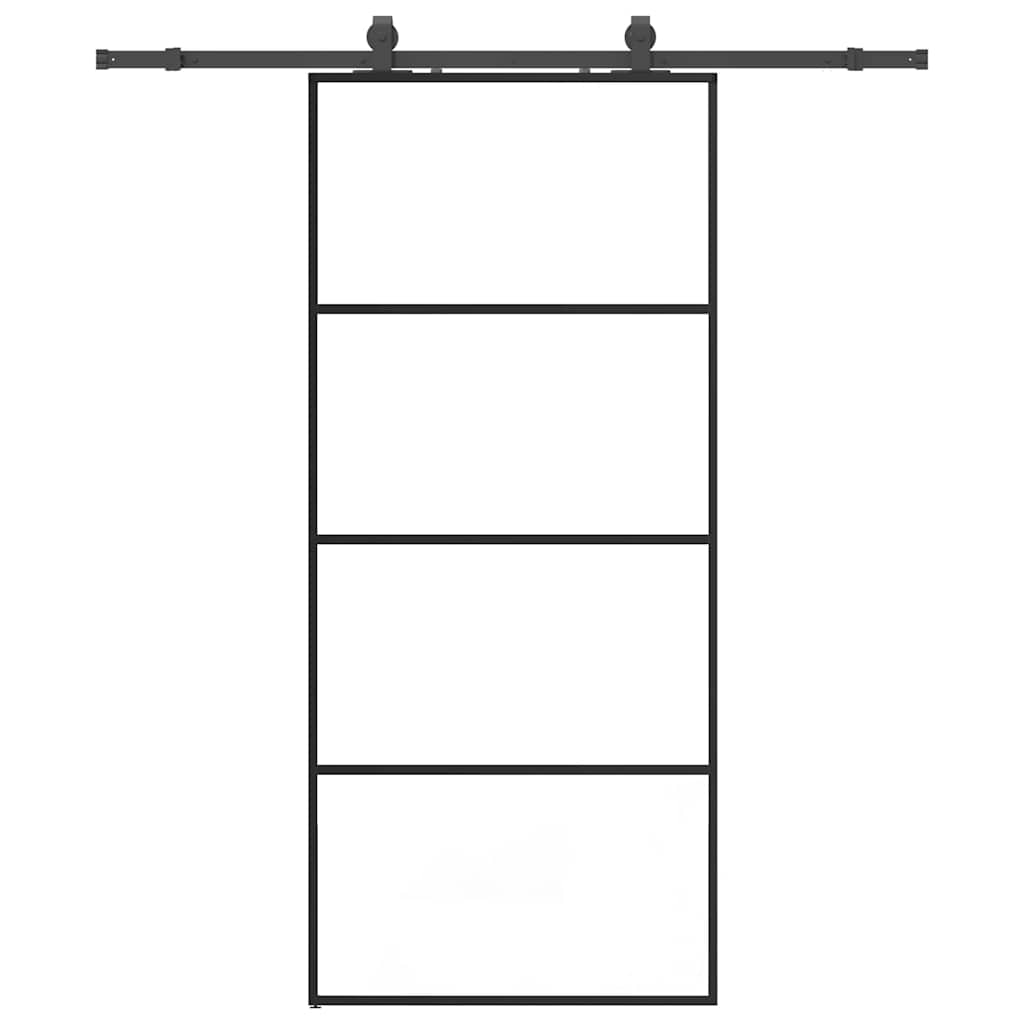 Porta Scorrevole con Ferramenta Nera 90x205 cm in Vetro ESG | homemem39