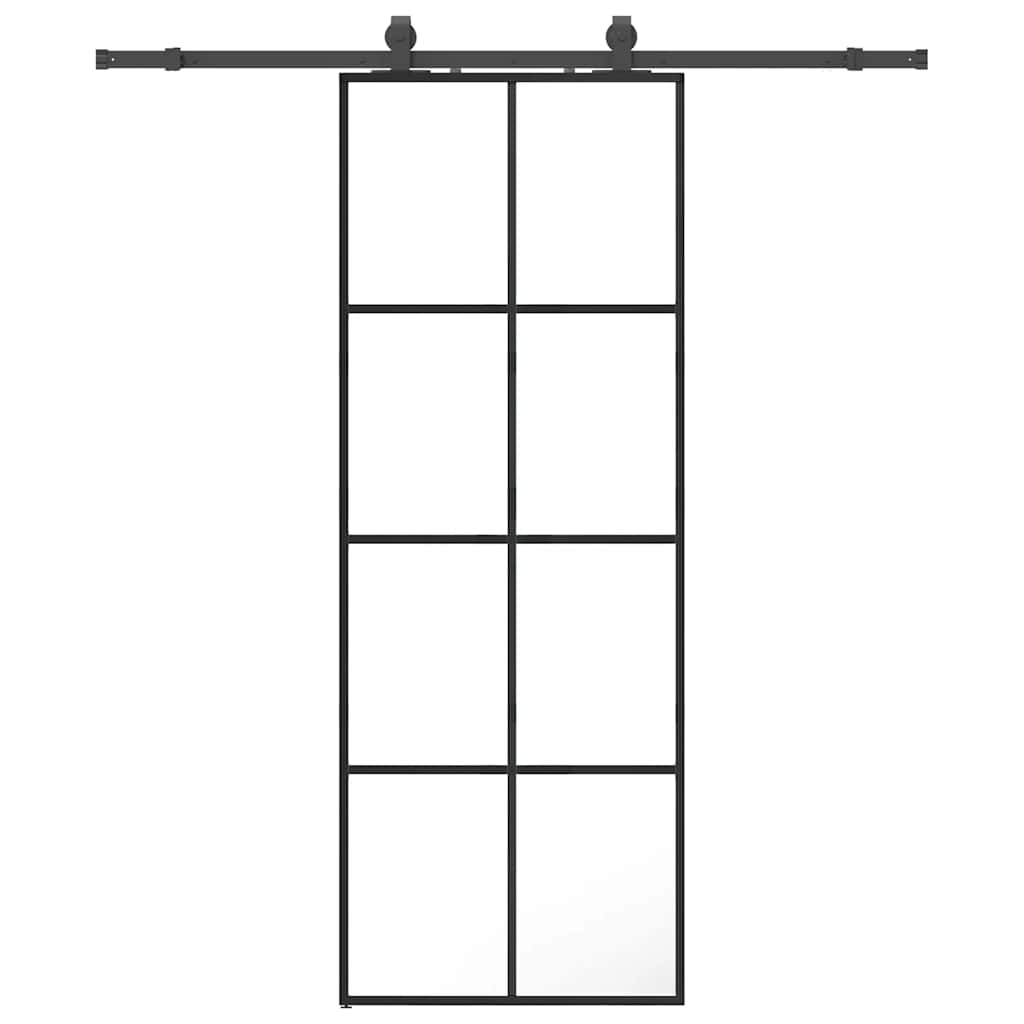 Porta Scorrevole con Ferramenta Nera 76x205 cm in Vetro ESG | homemem39