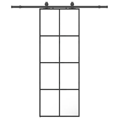 Porta Scorrevole con Ferramenta Nera 76x205 cm in Vetro ESG | homemem39