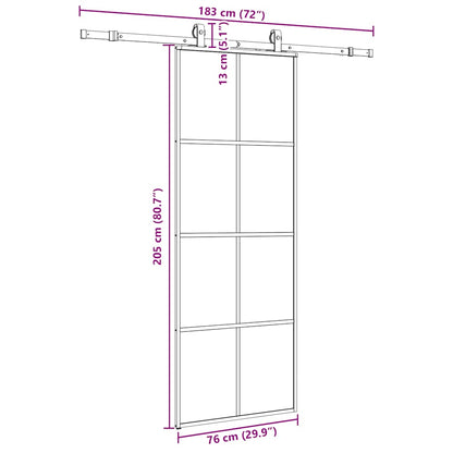 Porta Scorrevole con Ferramenta Nera 76x205 cm in Vetro ESG | homemem39