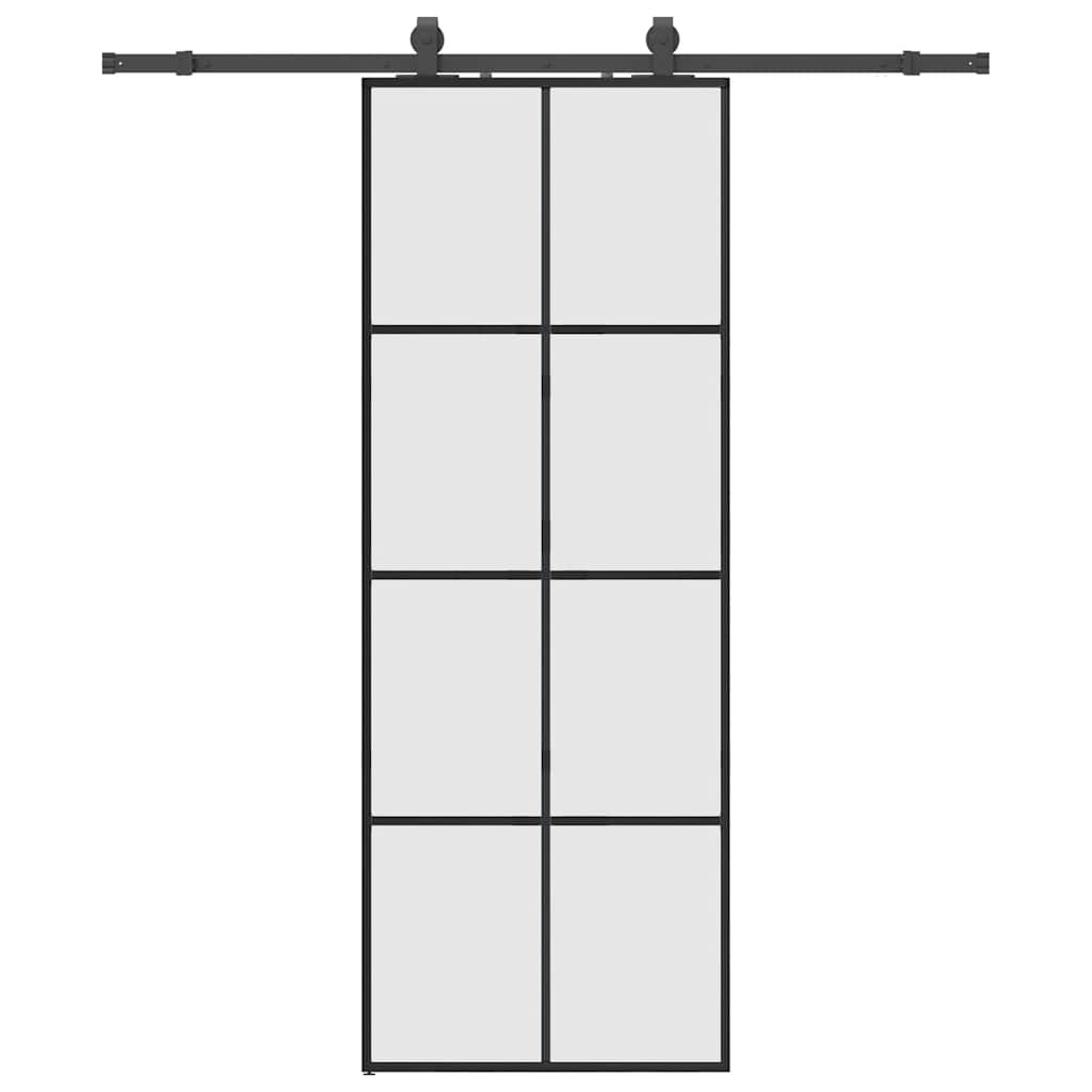 Porta Scorrevole con Ferramenta Nera 76x205 cm in Vetro ESG | homemem39
