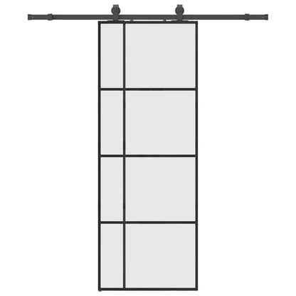 Porta Scorrevole con Ferramenta Nera 76x205 cm in Vetro ESG | homemem39