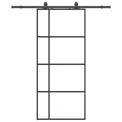 Porta Scorrevole con Ferramenta Nera 90x205 cm in Vetro ESG | homemem39