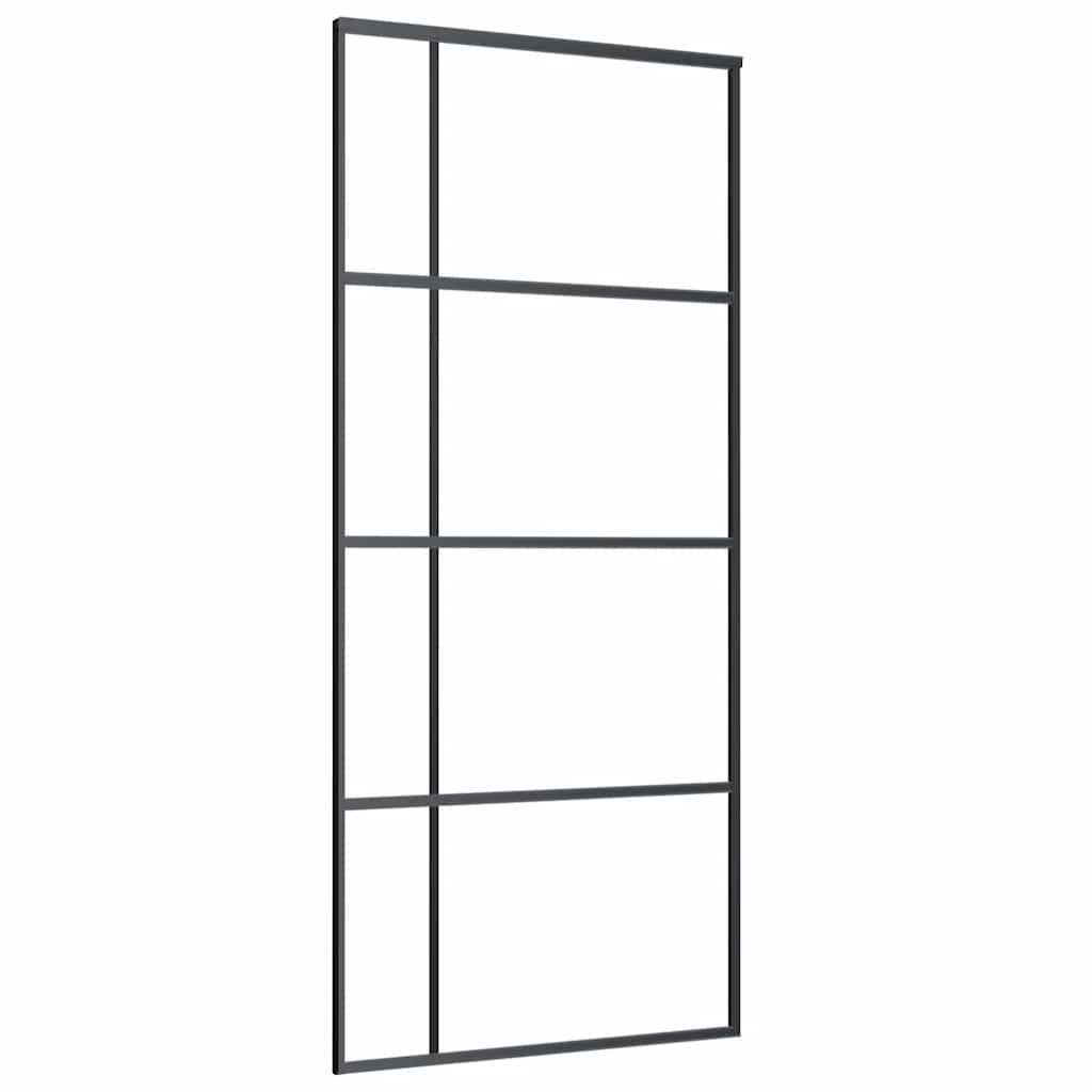Porta Scorrevole con Ferramenta Nera 90x205 cm in Vetro ESG | homemem39