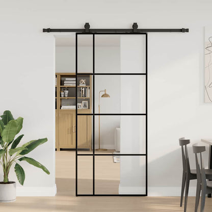 Porta Scorrevole con Ferramenta Nera 90x205 cm in Vetro ESG | homemem39