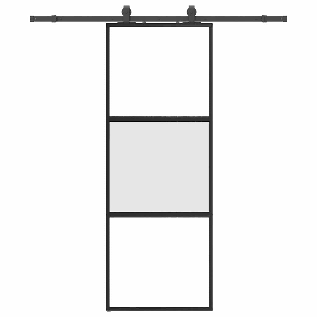 Porta Scorrevole Set Ferramenta Nera 76x205 cm Vetro Temperato | homemem39