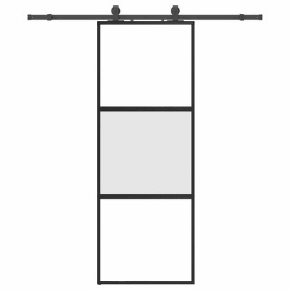 Porta Scorrevole Set Ferramenta Nera 76x205 cm Vetro Temperato | homemem39