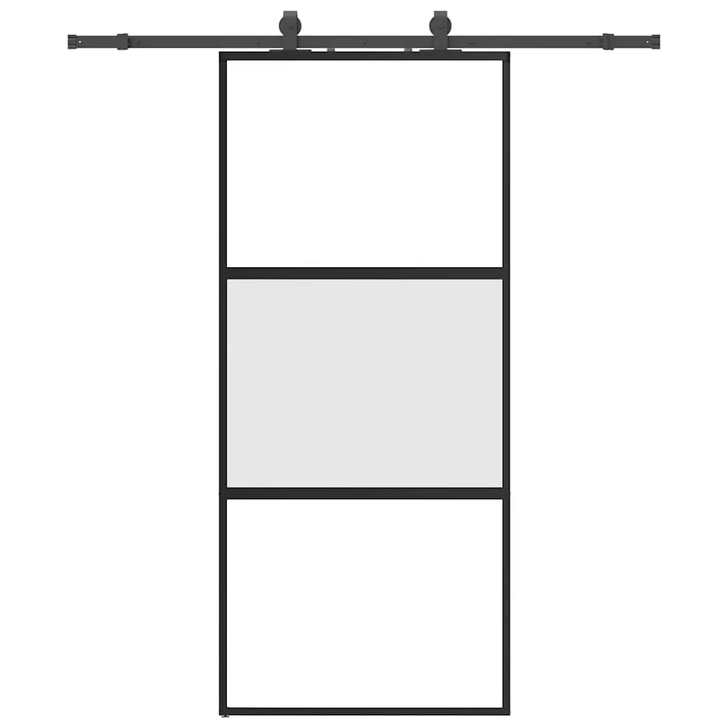 Porta Scorrevole Set Ferramenta Nera 90x205 cm Vetro Temperato | homemem39