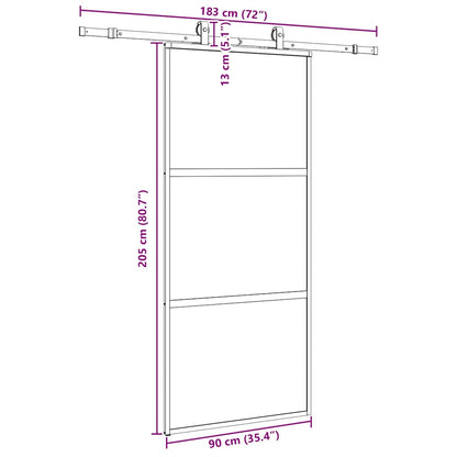Porta Scorrevole Set Ferramenta Nera 90x205 cm Vetro Temperato | homemem39