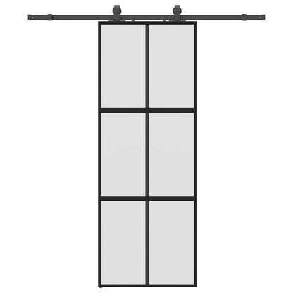 Porta Scorrevole Set Ferramenta Nera 76x205 cm Vetro Temperato | homemem39