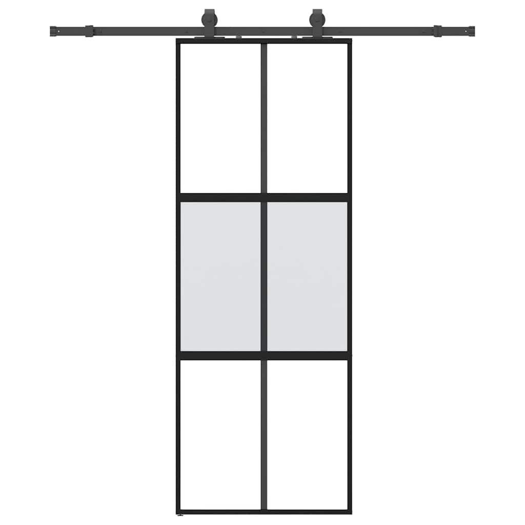 Porta Scorrevole Set Ferramenta Nera 76x205 cm Vetro Temperato | homemem39