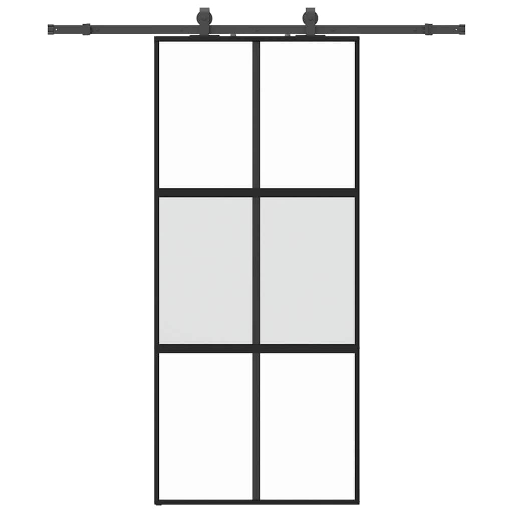 Porta Scorrevole Set Ferramenta Nera 90x205 cm Vetro Temperato | homemem39