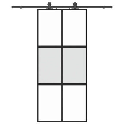 Porta Scorrevole Set Ferramenta Nera 90x205 cm Vetro Temperato | homemem39