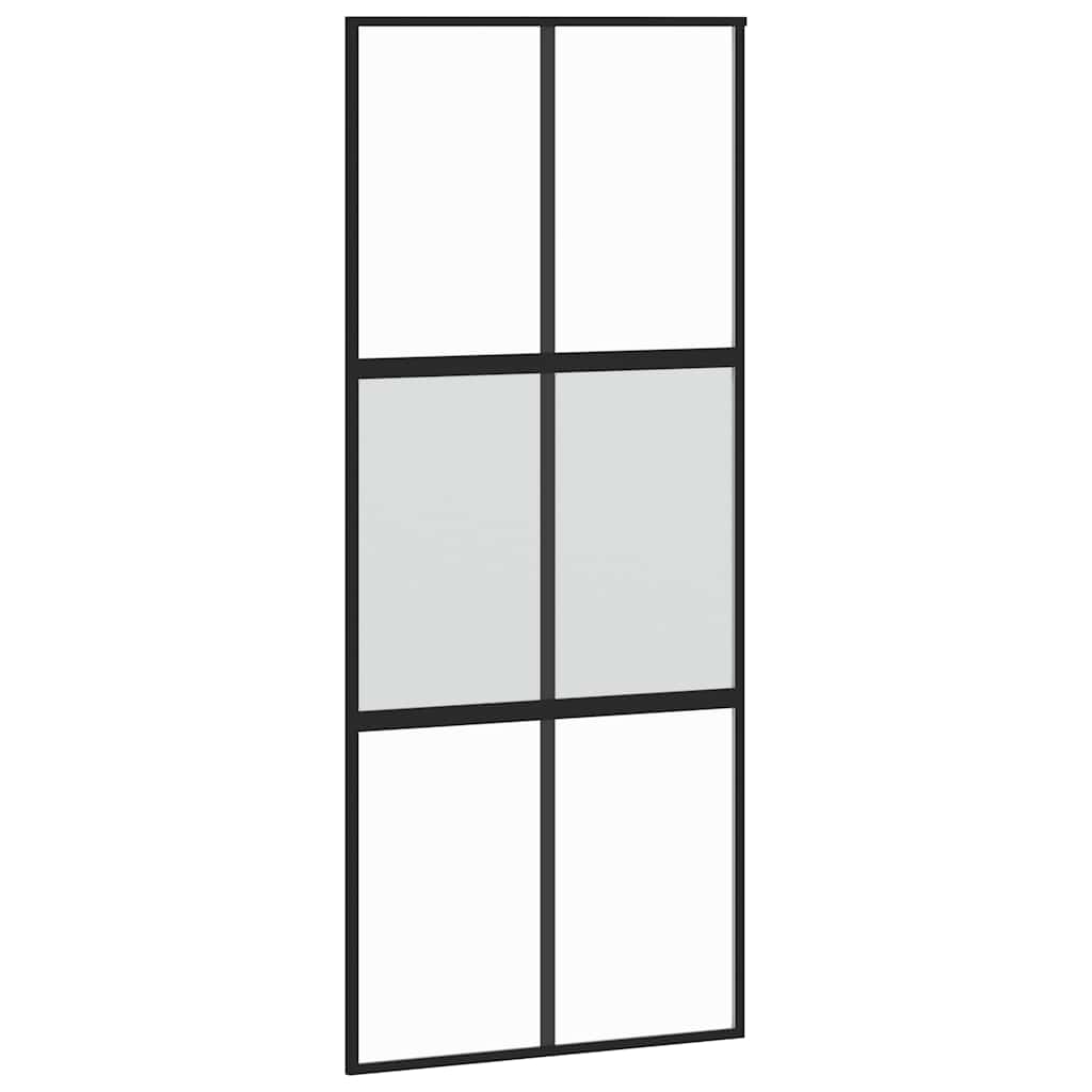 Porta Scorrevole Set Ferramenta Nera 90x205 cm Vetro Temperato | homemem39