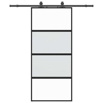Porta Scorrevole Set Ferramenta Nera 90x205 cm Vetro Temperato | homemem39