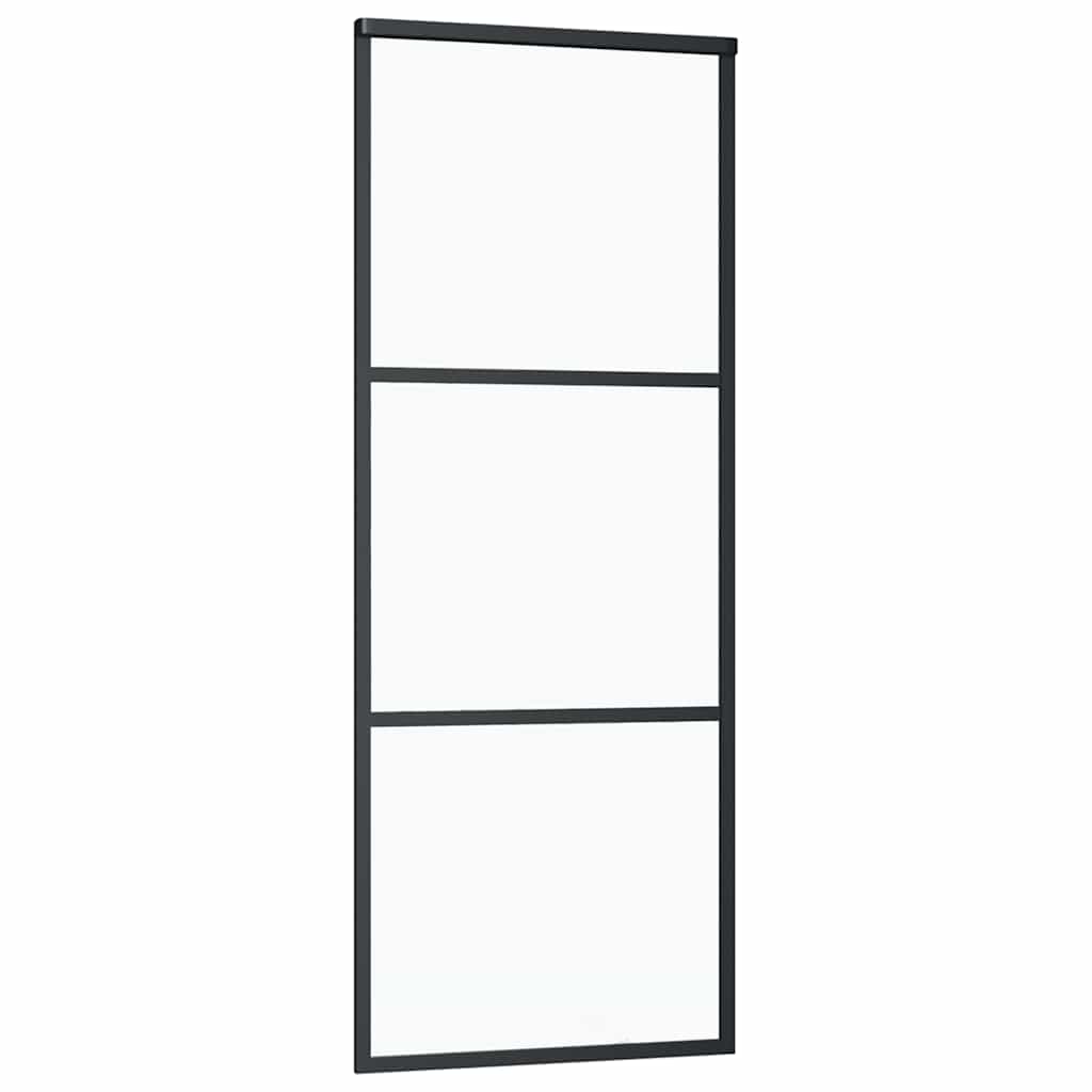 Porta Scorrevole con Ferramenta Nera 76x205 cm in Vetro ESG