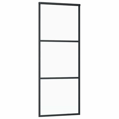 Porta Scorrevole con Ferramenta Nera 76x205 cm in Vetro ESG