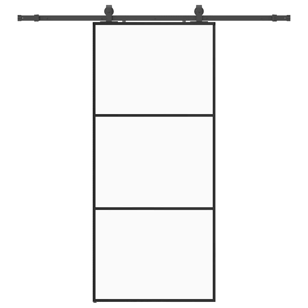 Porta Scorrevole con Ferramenta Nera 90x205 cm in Vetro ESG | homemem39