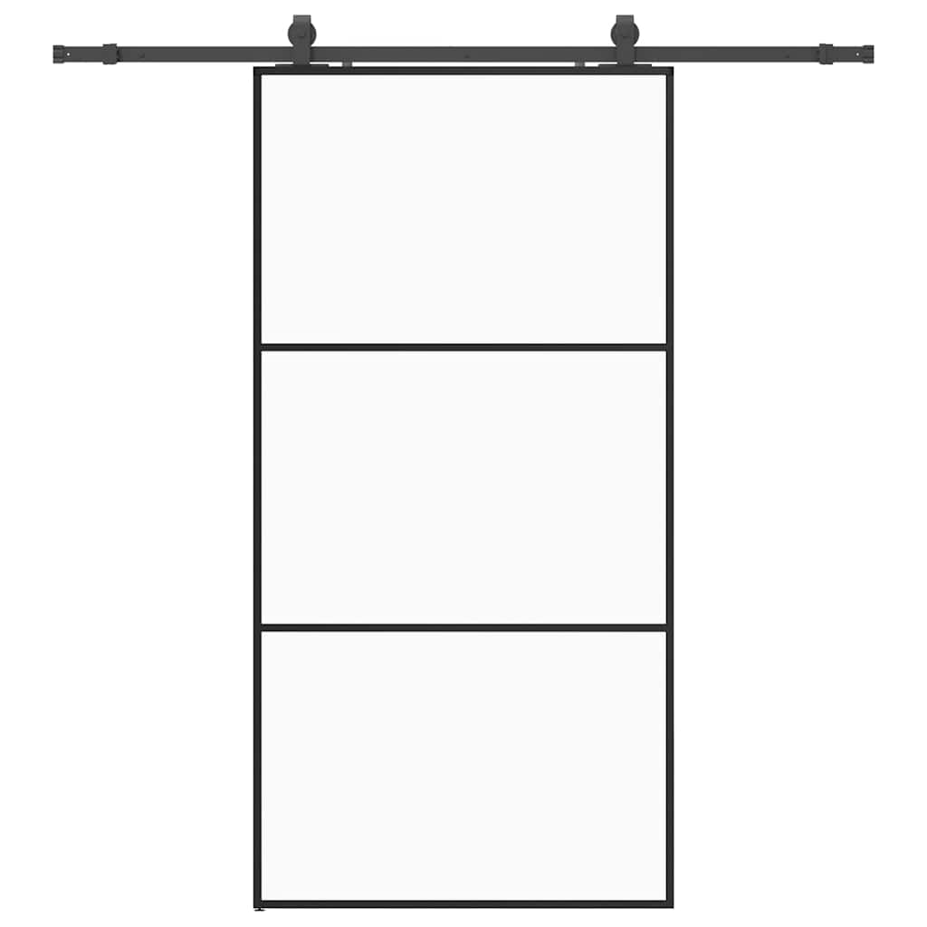 Porta Scorrevole con Ferramenta Nera 102x205 cm in Vetro ESG | homemem39