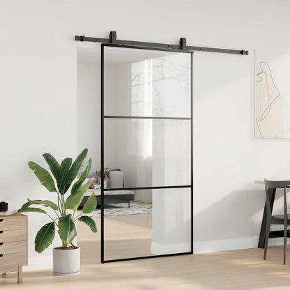 Porta Scorrevole con Ferramenta Nera 102x205 cm in Vetro ESG | homemem39