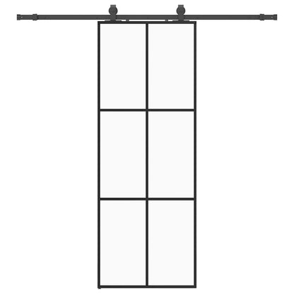 Porta Scorrevole con Ferramenta Nera 76x205 cm in Vetro ESG | homemem39