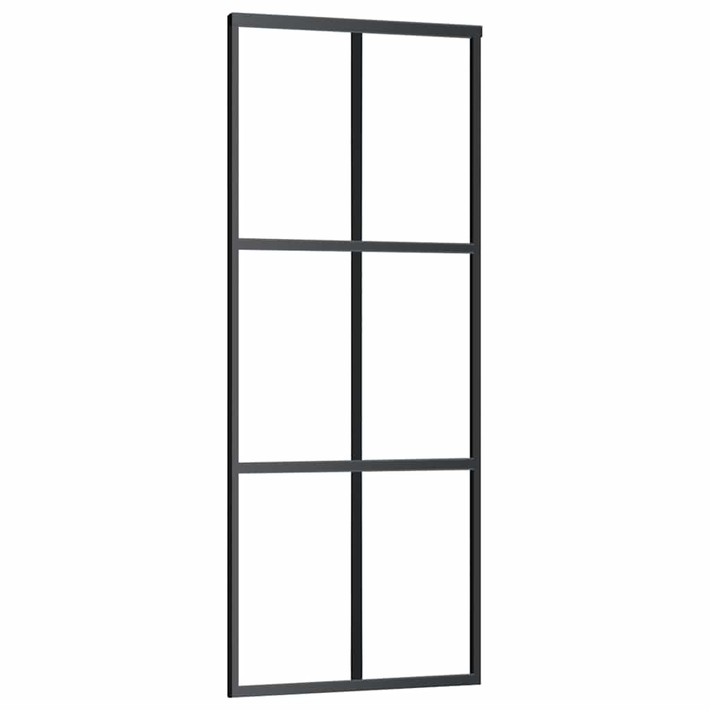 Porta Scorrevole con Ferramenta Nera 76x205 cm in Vetro ESG | homemem39