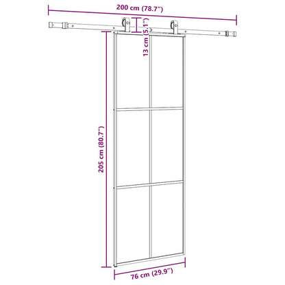 Porta Scorrevole con Ferramenta Nera 76x205 cm in Vetro ESG | homemem39